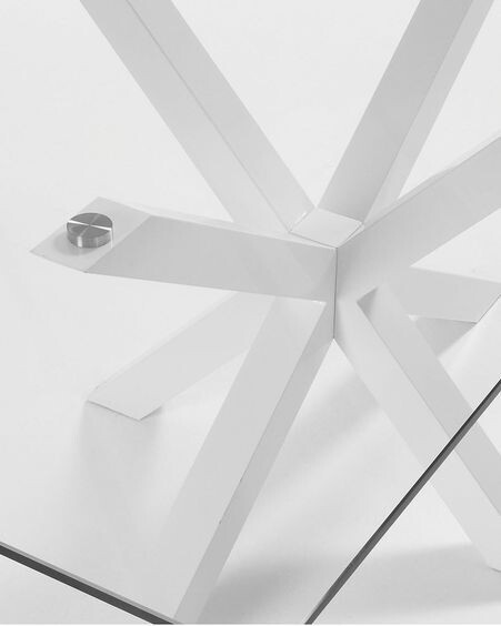 Mesa Argo de cristal y patas de acero acabado blanco 160 x 90 cm