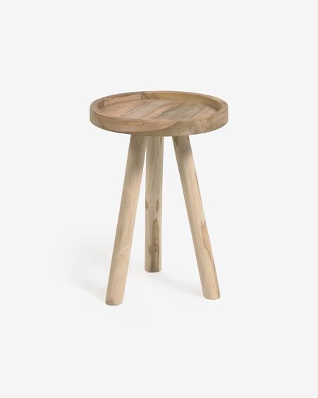 Mesa auxiliar redonda Glenda madera maciza teca Ø 35 cm