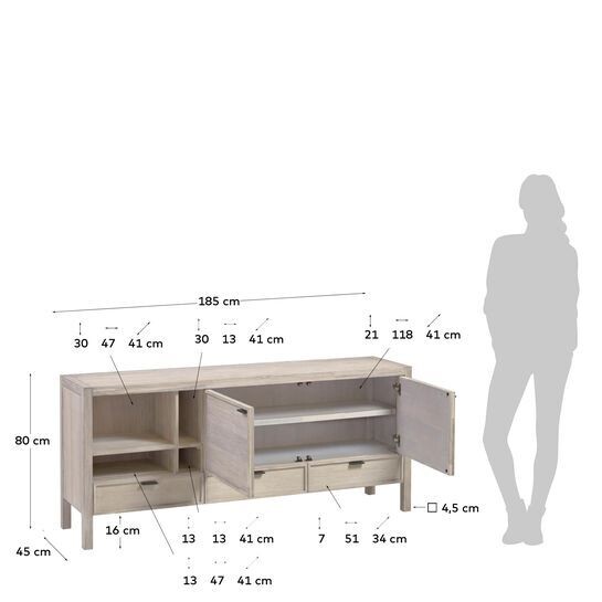Aparador Alen madera maciza acacia 185 x 80 cm
