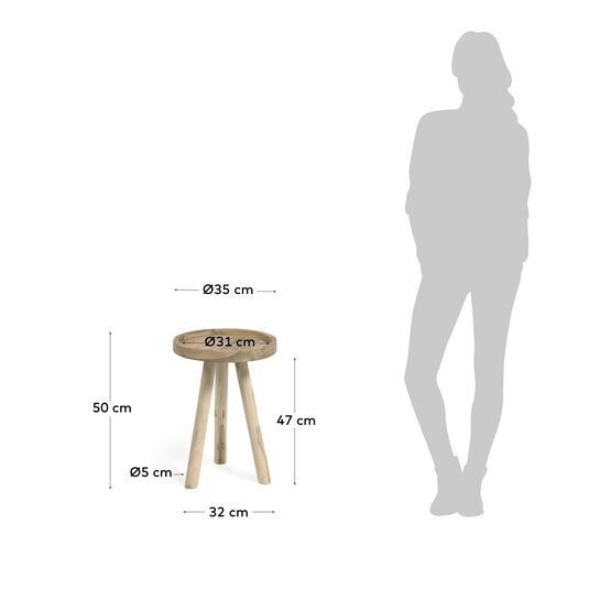 Mesa auxiliar redonda Glenda madera maciza teca Ø 35 cm