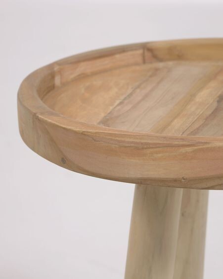 Mesa auxiliar redonda Glenda madera maciza teca Ø 35 cm