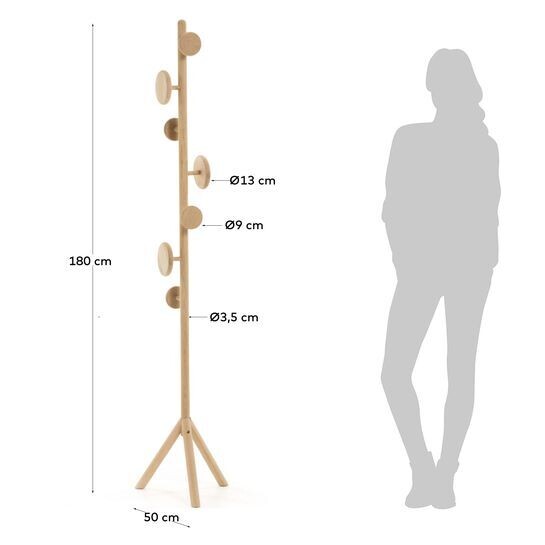 Perchero Nalini madera maciza de abedul 180 cm