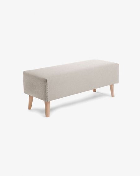 Banqueta Dyla beige de madera maciza de haya 111 cm