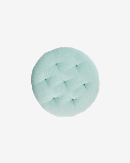 Cojín para suelo Etelvina 100% algodón orgánico GOTS turquesa Ø 35 cm