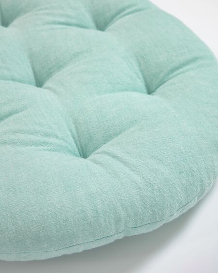 Cojín para suelo Etelvina 100% algodón orgánico GOTS turquesa Ø 35 cm
