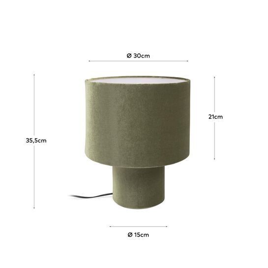 Lámpara de mesa Eastend de terciopelo verde