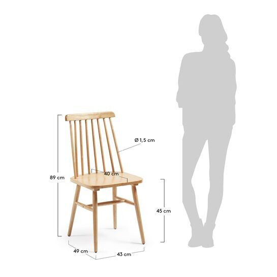Silla Tressia DM y madera maciza de caucho lacado natural