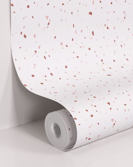 Papel pintado Nerta blanco estampado de terrazo terracota y rosa 10x0,53 m FSC MIX Credit