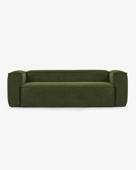 Sofá Blok 2 plazas pana gruesa verde 210 cm
