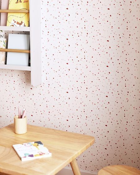 Papel pintado Nerta blanco estampado de terrazo terracota y rosa 10x0,53 m FSC MIX Credit