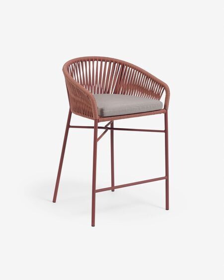 Taburete Yanet de cuerda terracota y acero galvanizado altura 65 cm