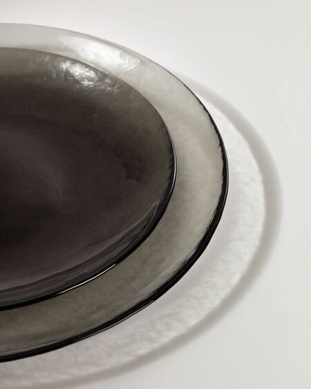 Plato de postre Syna de cristal gris