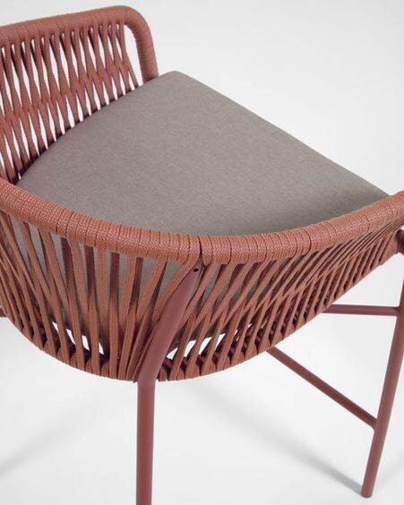 Taburete Yanet de cuerda terracota y acero galvanizado altura 65 cm