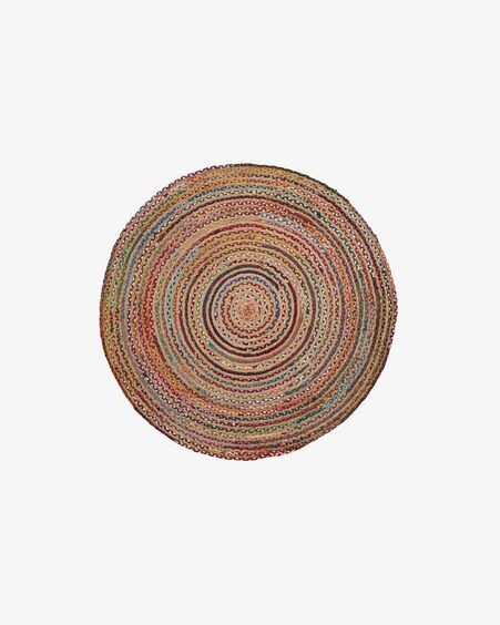 Alfombra redonda Saht de yute y algodón multicolor Ø 100 cm