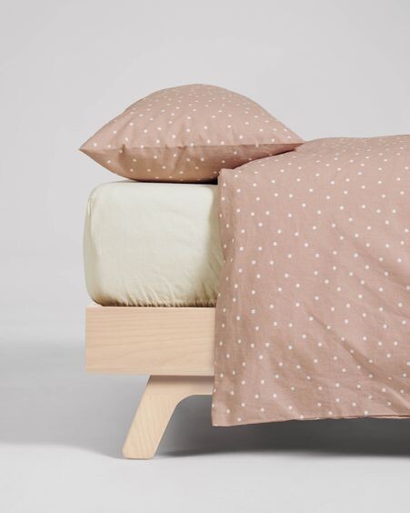Set Betiana funda nórdica, bajera y funda almohada algodón orgánico GOTS topos 60 x 120 cm
