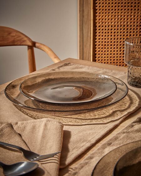 Plato de postre Syna de cristal gris