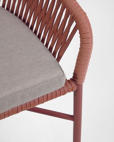 Taburete Yanet de cuerda terracota y acero galvanizado altura 65 cm