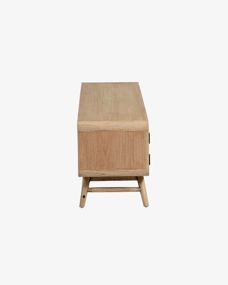 Mueble TV Nalu de madera maciza de mindi y ratán 150 x 50 cm