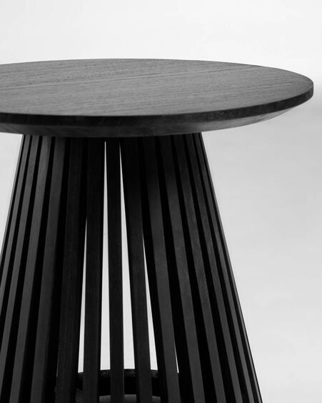Mesa auxiliar Jeanette madera maciza de mindi negro Ø 50 cm
