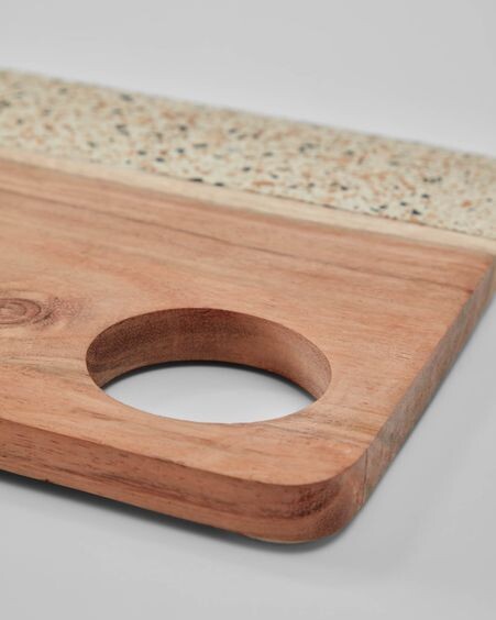 Tabla de servir Verna rectangular de madera y terrazo blanco
