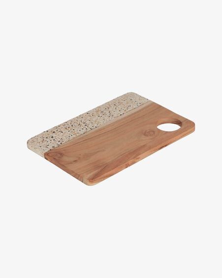 Tabla de servir Verna rectangular de madera y terrazo blanco