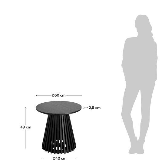 Mesa auxiliar Jeanette madera maciza de mindi negro Ø 50 cm