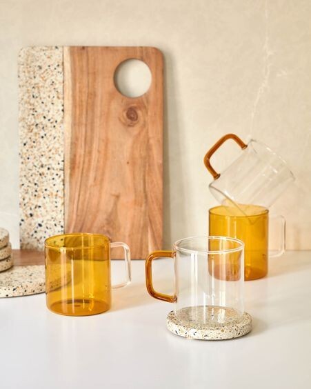 Tabla de servir Verna rectangular de madera y terrazo blanco