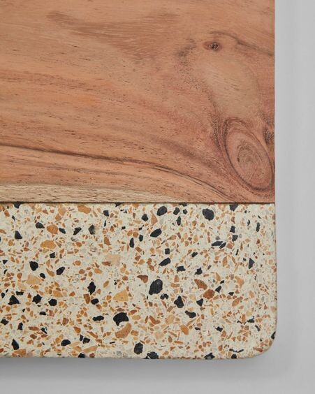 Tabla de servir Verna rectangular de madera y terrazo blanco