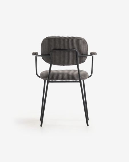 Silla Auxtina de pana gruesa gris oscuro y metal negro