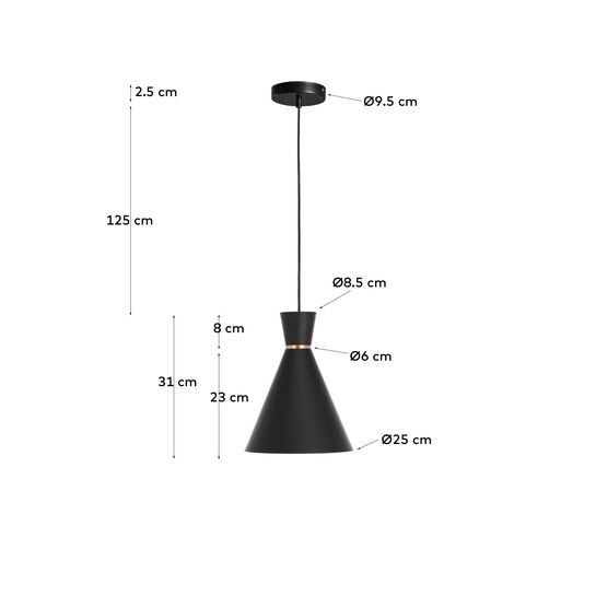 Lámpara de techo Vesta de acero con acabado negro