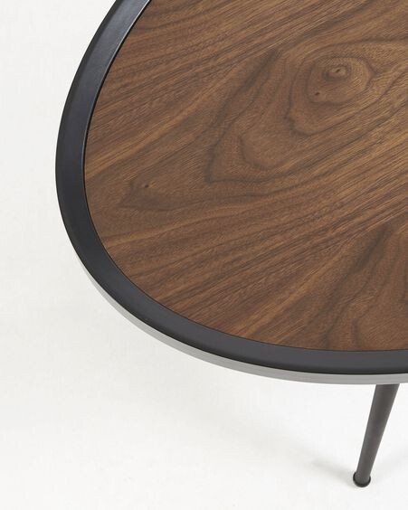 Mesa de centro Kinsley chapa de nogal y estructura de acero acabado negro 102 x 56 cm