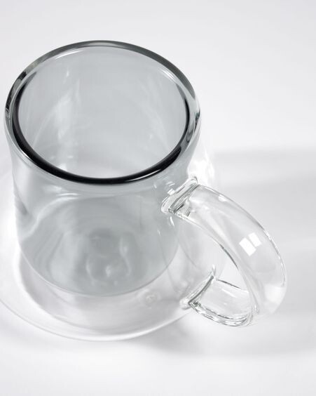 Taza pequeño Kimey de vidrio transparente y gris