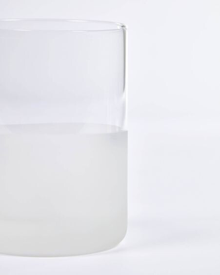 Vaso pequeño Lilli de vidrio transparente y blanco