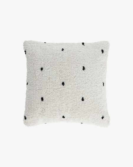 Funda cojín Meri algodón blanco con lunares negros 45 x 45 cm
