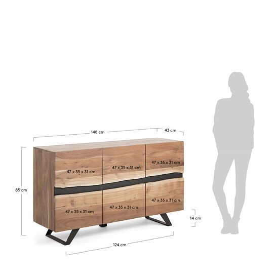 Aparador Uxia 148 x 85 cm de madera maciza de acacia