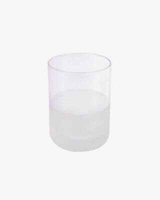 Vaso pequeño Lilli de vidrio transparente y blanco