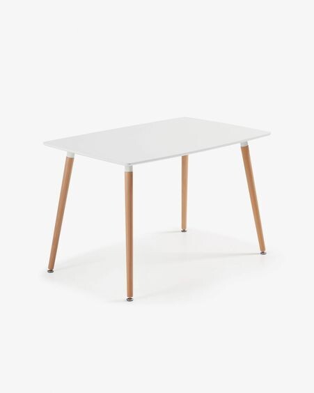 Mesa Wad 120 x 75 cm cm lacado blanco patas de madera maciza de haya