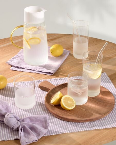 Vaso pequeño Lilli de vidrio transparente y blanco