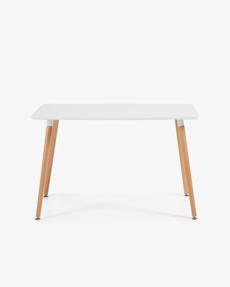 Mesa Wad 120 x 75 cm cm lacado blanco patas de madera maciza de haya