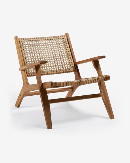 Sillón Grignoon de madera maciza de acacia y ratán sintético trenzado FSC 100%