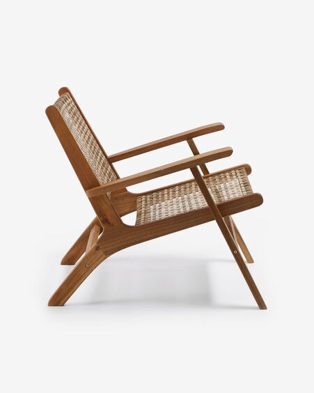 Sillón Grignoon de madera maciza de acacia y ratán sintético trenzado FSC 100%
