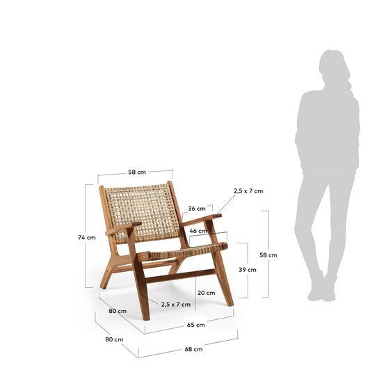 Sillón Grignoon de madera maciza de acacia y ratán sintético trenzado FSC 100%