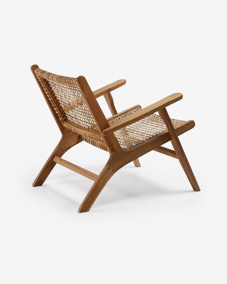 Sillón Grignoon de madera maciza de acacia y ratán sintético trenzado FSC 100%