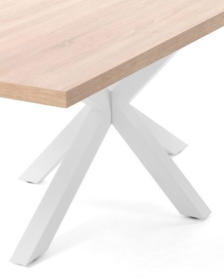 Mesa Argo 160 x 100 cm melamina acabado natural patas de acero acabado blanco