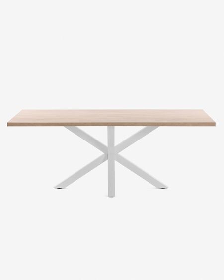 Mesa Argo 160 x 100 cm melamina acabado natural patas de acero acabado blanco