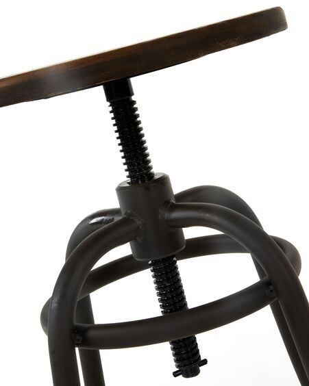 Taburete Malira de acero con acabado grafito y madera maciza de bambú altura 66-84 cm