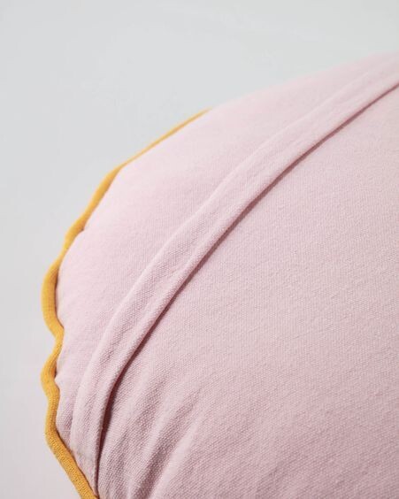 Funda cojín redondo Fresia 100% algodón rosa Ø 45 cm