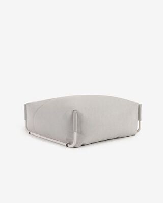 Puf sofá modular 100% para exterior Square gris claro y aluminio blanco 101 x 101 cm