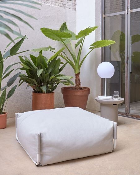 Puf sofá modular 100% para exterior Square gris claro y aluminio blanco 101 x 101 cm