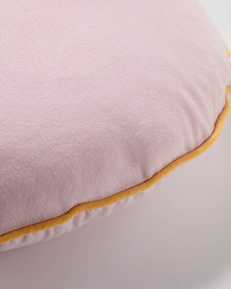 Funda cojín redondo Fresia 100% algodón rosa Ø 45 cm
